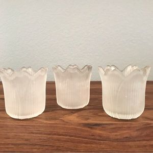 Vintage frosted tulip votive candle holders